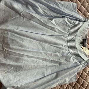 Lane Bryant Navy & White Dual Stripe Pattern Top